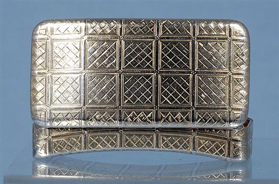 A George III silver gilt snuff box, Length 80mm. Weight: 2.5oz/80grms.